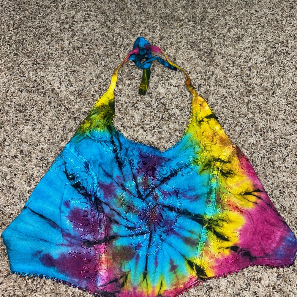 Colorful Tie-Dye Halter Top